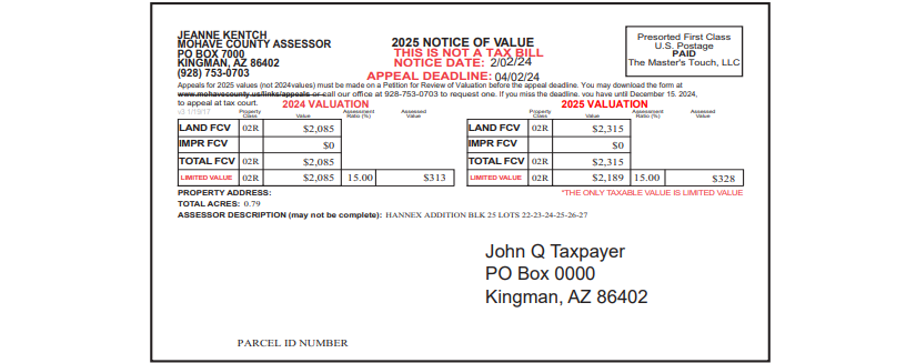 VACANT LAND/COMMERCIAL/OTHER NOTICE OF VALUE